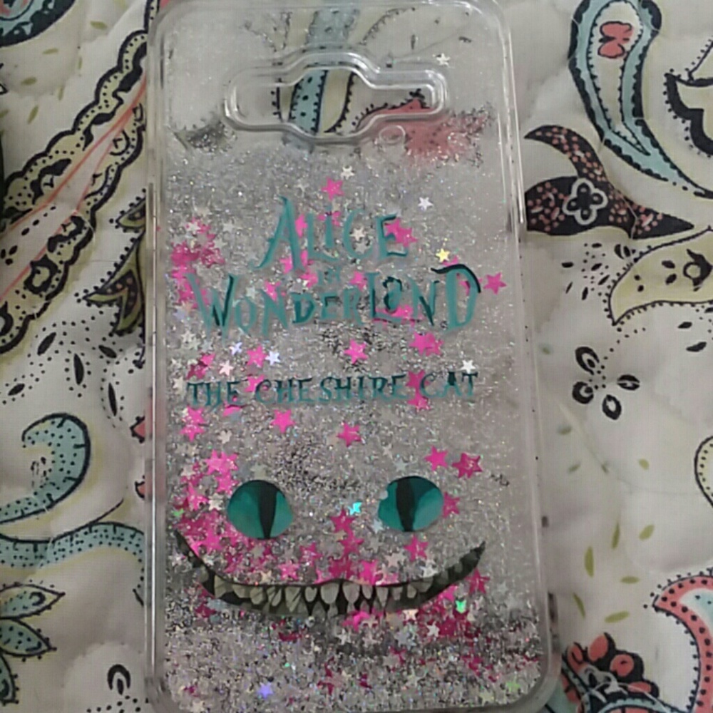 Cheshire cat glitter water case